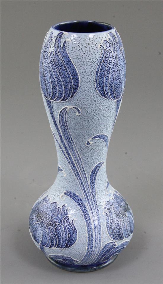 A Moorcroft MacIntyre Florian ware stipple ground double gourd shaped vase, c.1903, height 21cm